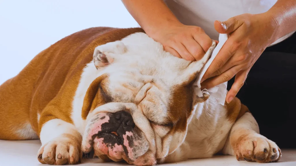 Cleaning bulldog ear